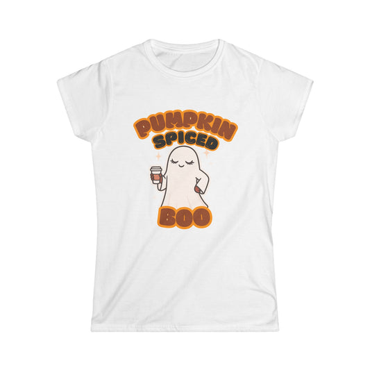 Pumpkin Spiced Boo Women's Tee - Cute Halloween Shirt, Fall Apparel, Ghost Design, Cozy Fashion, Autumn Gift
